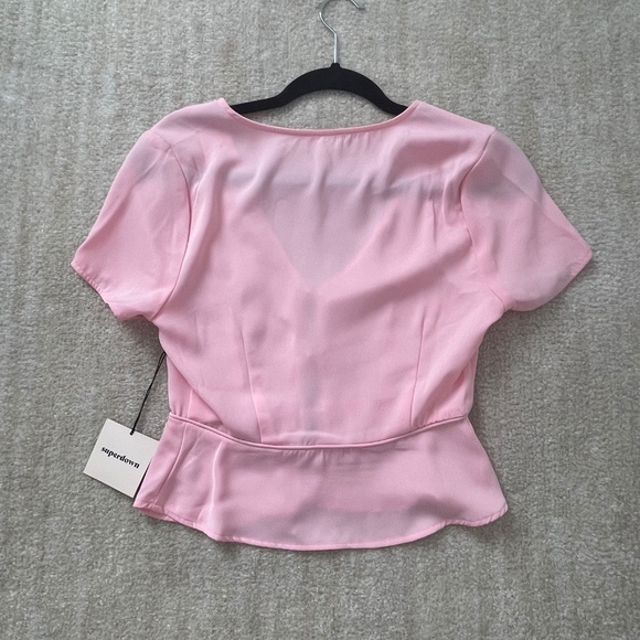 Revolve / Superdown Ciara Tie-Front Blouse - Picture 4 of 6